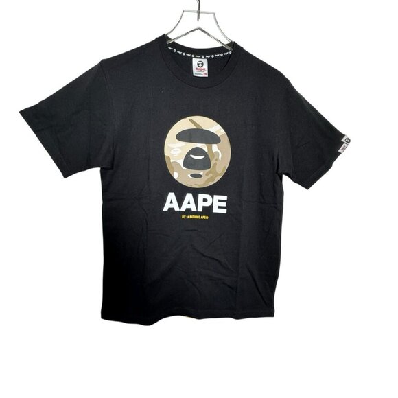 Aape by A Bathing Ape Woodland Camo Moonface T-Shirt black mens Size medium New - Picture 2 of 14